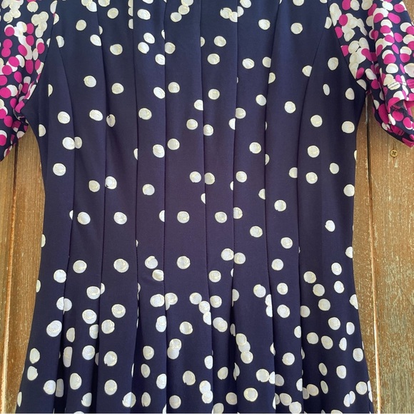 SHELBY & PALMER Women’s Navy White Pink Polka Dot Short Sleeve Dress Size Medium - Picture 4 of 11